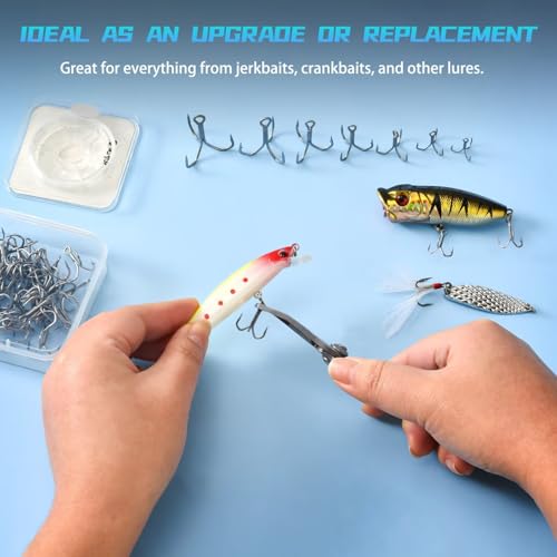 12/50PCS Fishing Treble Hooks for Saltwater Freshwater Fishing Hooks with 3X Strong Replacement Hardbait Size 1/0#1#2#4#6#8#10 - size: #1-12PCS
