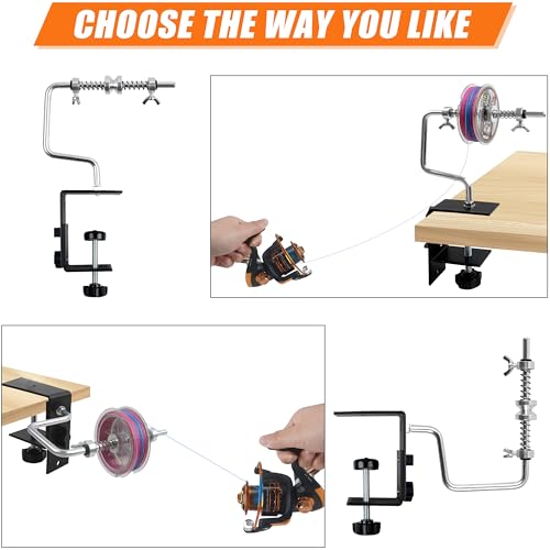 Fishing Line Spooler with Clamp Adjustable Stable Reel Spooler Machine | Portable Fishing Line Winder Spooler Fishing Accessories for Spinning Casting Reels, No line Twist Spooling Station System