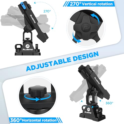 PLUSINNO 2 in 1 Fishing Rod Holders for Boat, Kayak Fishing Rod Holder, Fishing Pole Holders for Track Mount / Deck Mount, Fishing Gear with Fishing Rod Protective Strap, Fishing Accessories & Gifts - color: Rod Holder - 4 Pack(No Track)