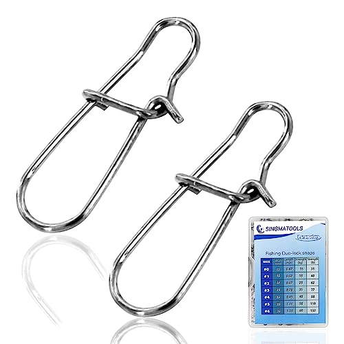 100 Pack Fishing Duo Lock Snap Fishing Snaps and Clips Freshwater Saltwater Fishing Gear Hooked Snap Speed Clips Fishing Lures Connector Quick Change Fishing Snap - size: Size #5(110lb) 100 PCS