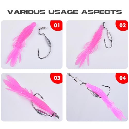 10 Pcs Soft Swimbait Lures, 6.4cm/2.5in Shrimp Shape Soft Plastic Fishing Lures Kit, Bass Fishing Lure Swim Baits with 5 Color, for Fishing Trout, Crappie, Bass, Redfish, Freshwater, Saltwater - color: Brown, size: 2.5 inch