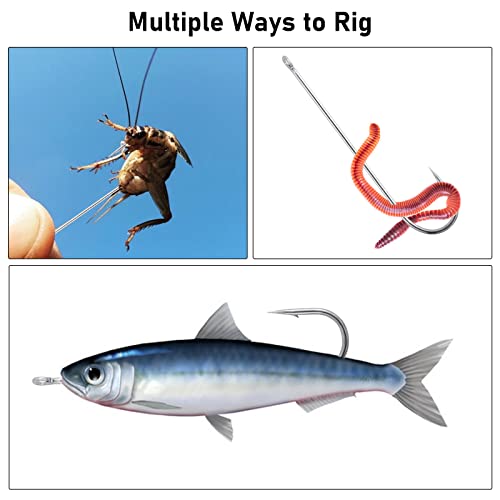 Dr.Fish 100 Pack Aberdeen Hooks Freshwater Fishing Hooks, Extra Long Shank Light Wire, Crappie/Bass/Bream/Bluegill/Panfish Fishing - size: #1/0-100 Pack