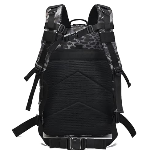 Tactical Backpack for Men, 45L Military Gym Backpacks, Large 3-Day Assault Pack Bug Out Bag MOLLE Daypack for Rucking Fishing Camping (Python camo) - color: Python Camo
