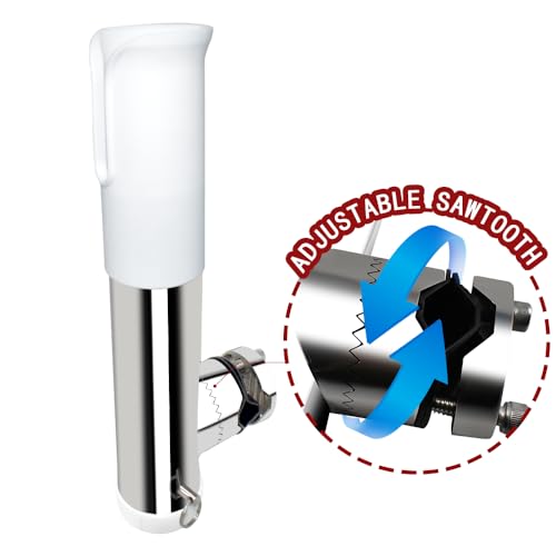 Made 2Pcs Stainless Clamp on Fishing Rod Holder, 316 Stainless Tournament Style Clamp on Fishing Rod Holder, Portable Fishing Pod Rack (White) - color: White