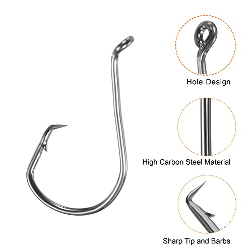PATIKIL Fishing Circle Hooks, Carbon Steel Offset Hook with Barbs for Freshwater Saltwater - size: 27mm/1.06"