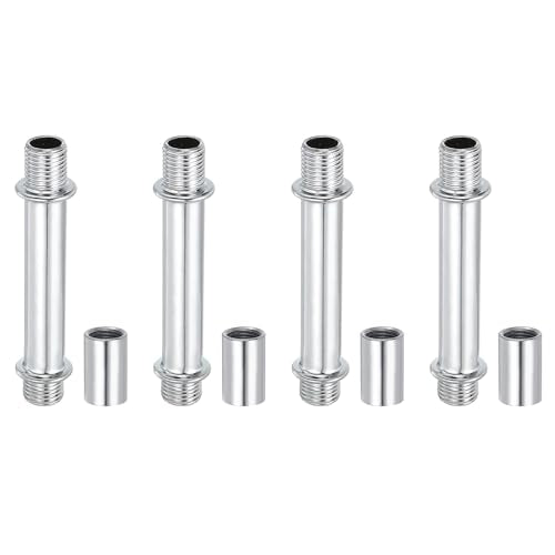 PATIKIL Straight Pipe Lamp Stems Rod Kit, 4Set M10 Carbon Steel 60mm(2.36") Long Double End Thread Rod with Coupling Nuts Sleeve Connector for Table Lamps Chandeliers, Silver Tone - color: Silver Tone, size: 60mm(2.36")