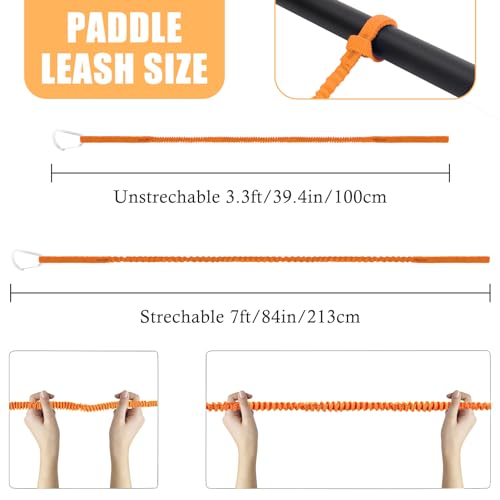 1/2/4 Pack Kayak Paddle Board Tether Leash Stretchable Strap Lanyard Rope, 3.3-7 Feet with Carabiner for SUP Kayaking Boating Canoeing Fishing Pole Rod or Other Gear - color: Orange, size: 1pc(3.3-7ft)