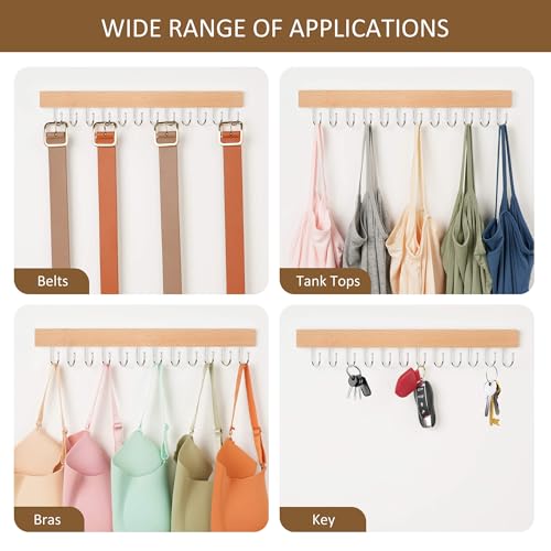 ZEDODIER 2 Pack Necklace Organizer Wall Mount, Wooden Jewelry Hanger Necklace Holder with 24 Hooks,Hanging Jewelry Organizer, Natural - color: Natural