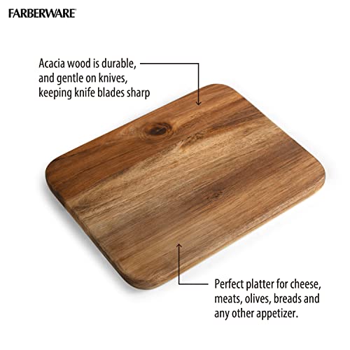 Farberware Acacia Wood Cutting Board, 8" x 10" - Reversible Charcuterie Board for Kitchen Prep, Chopping Meats & Veggies, Gentle on Knives, Kitchen Starter & Gift Essential