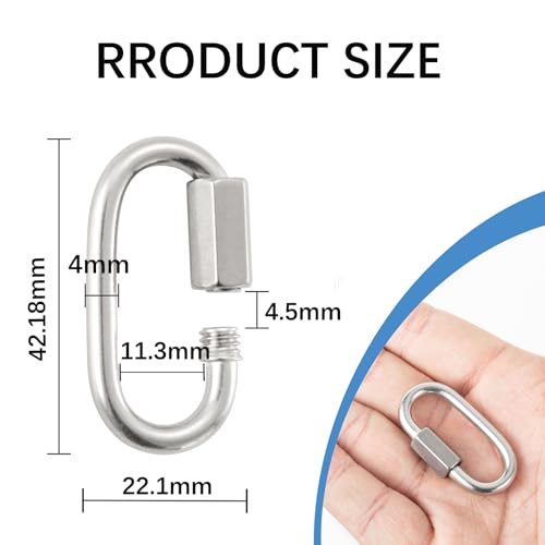 HOME MASTER HARDWARE Stainless Steel Quick Link ，Small Locking Carabiner, Threaded Chain Connector for Chain Links (10-Pack) - size: 5/32in，10pack