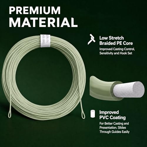 Kylebooker Weight Forward Floating Trout Fly Fishing Line WF3F-WF8 - color: Moss Green, size: WF3F-100FT