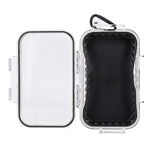 Tiiyee Small Waterproof Storage Case, Outdoor Survival Waterproof Dry Box | Protective Case Shockproof Airtight Carry Box Container Floating Hard Shell for EDC Tools Phone Keys Watches Travel Fishing - color: transparent
