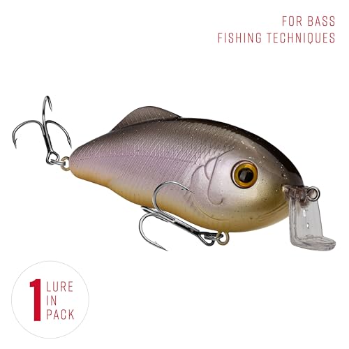 Strike King Hybrid Hunter Shallow Jr. Fishing Lure, Shallow Diving Crankbait, 90-Degree Bill, 3D Eyes, Loud Rattle, Dives 1 to 3-Feet,Size 4 & 6 Treble Hooks - color: Sweet Shad, size: 1/2 oz
