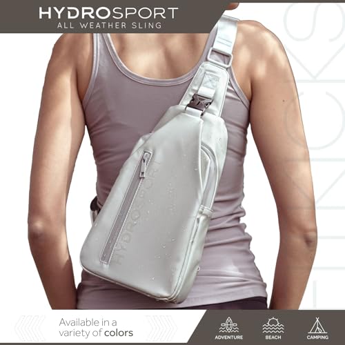FITKICKS Hydrosport All Weather Sling Bag Unisex Crossbody Travel Hiking Chest Bag - color: Silver