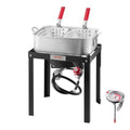 VEVOR 18 Qt Fish and Wing Fryer with Double Basket, Aluminum Propane Fish Fryer Kit, Outdoor Deep Fryer Seafood Pot with Thermometer and 58,000 BTUs Propane Burners, for Outdoor and Backyard Cooking - style: 18-qt
