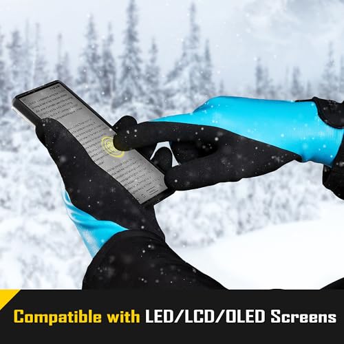 COOLJOB Thermal Warm Winter Work Gloves with Grip, Rubber Coated Touchscreen Waterproof Freezer Gloves for Warehouse, 1 Pair - color: Blue, size: Medium