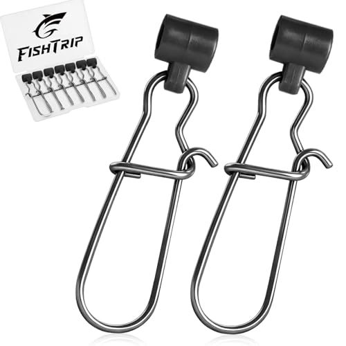 FishTrip Sinker Slides for Fishing Rigs - 25/50/100pcs Duo Lock Snaps for Fishing Line Heavy Duty Weights Sinkers Saltwater Connector Accessories - color: Black, size: S#_25pcs
