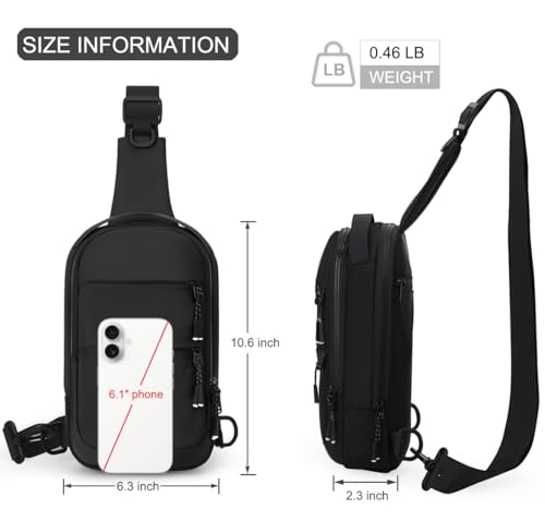 Small Crossbody Bags for Men Women Mini Sling Bag Lightweight Chest Bag for Hiking Travel Sports - color: black
