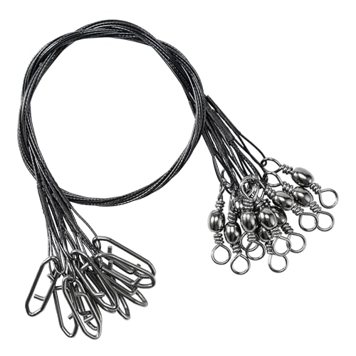 QISHUO Stainless Steel Fishing Leaders Strength Rigs Saltwater Fishing Leader Heavy Snap Lure Wire Leaders Line Black Nickel - size: Size #6 (11.8in-70lb) 30pcs
