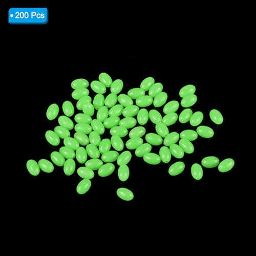 PATIKIL Glow Fishing Beads Plastic Oval Rubber Luminous Fishing Bait Eggs Rig Bead Tackle Lures Accessories with Box - color: Green, size: 6x4mm