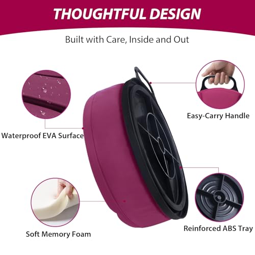 5 Gallon Bucket Seat with 3" Thick Seat Foam Cushion, 360°Swivel Bucket Lid Seat, Waterproof & Silent Bucket Seats for Dove Duck Hunting, Ice Fishing, Baseball, Camping - color: Burgundy
