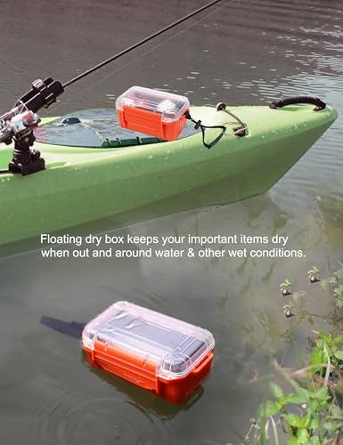 Hlotmeky Small Waterproof Box Dry Box - Floating Waterproof Containers with Padding & Clear Top, Protective Case Small Watertight Storage Box for Kayak Boat Orange Micro Case