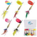 Spinnerbaits Rooster Bait Tail Fishing Lures Kit Inline Spinner Spoon Lures Bass Salmon Trout Hard Metal Spinner Baits for Saltwater Freshwater - style: 5pcs Spinnerbaits-d