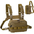 Outdoor Chest Bag for Men, Water-Resistant Fishing Chest Pack, Tactical Vest for Running, Cycling, Hiking - color: Khaki