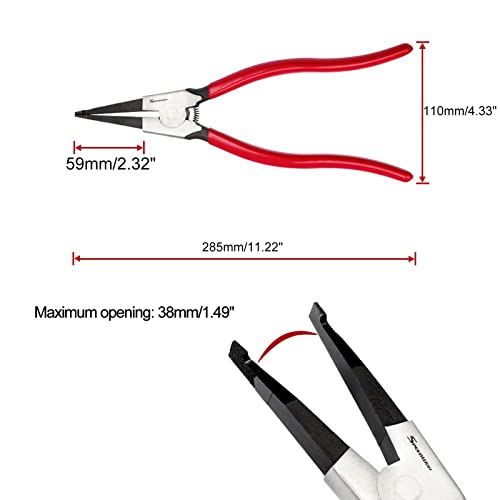 SPEEDWOX 11 Inches Lock Ring Pliers Special Retaining Ring Pliers for Removing Installing Gearshift Locking Rings Angle Tip Circlip Plier Automobile Transmission Clutch Shafts Tool - style: 11"