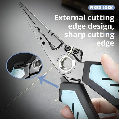 Multi-Functional Stainless Steel Fishing Pliers, Saltwater Fishing Pliers Fishing Tools, Hook Remover & Line Cutter with Non-slip Handle, for Fly Fishing, Ice Fishing, Fishing Gear, Gifts for Men (A) - color: A