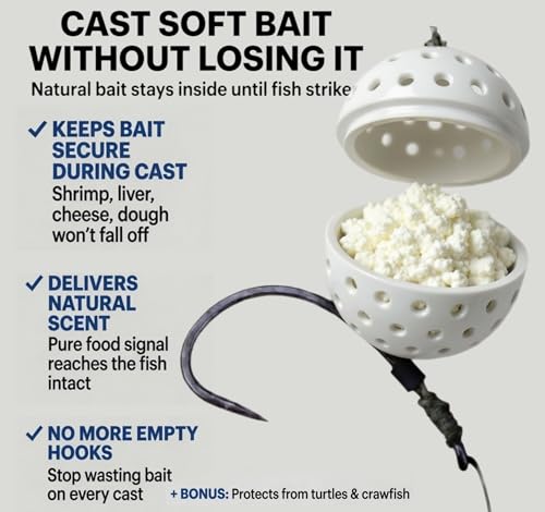 Karpela Bait Matrix Shell (Set of 4) – Protective Shell for Soft Bait & Liver – Turtle & Crawfish Resistant – Carp & Catfish Rig - color: White, size: Small Hole