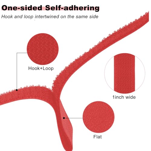 YMCRLUX 1"x16ft Hook and Loop Straps with 25 Metal Buckles, Adjustable Fastening Cable Straps, Cut-to-Length Cinch Strap, Reusable Nylon Securing Cord Ties for Organizer or Storage, 1 inch Wide,Red - size: 1in x 16ft Red