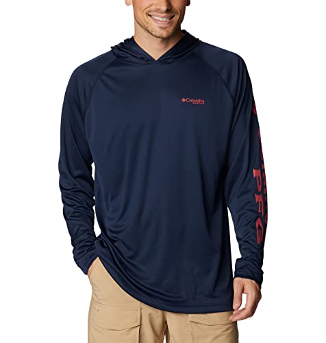 Columbia Men's Terminal Tackle Hoodie - color: Collegiate Navy/Sunset Red Logo, size: 4X