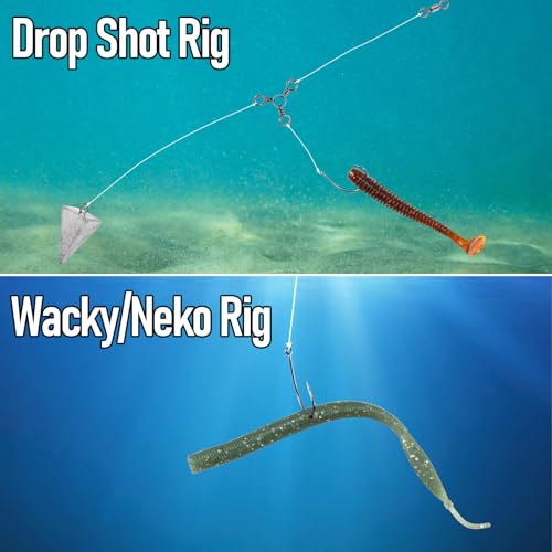 Dr.Fish 100 Pack Drop Shot Hook Bass Fishing Hooks Freshwater Black Nickel Wacky Hooks for Drop Shot Rig - size: #4-100 Pack