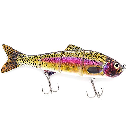 10in Multi Jointed Swimbait Fishing Lures Bait,4 Segment Big Giant Sinking Fishing Bass Lures,Crankbaits Swimbaits with Treble Hook - color: 10in,4.76oz-Color A