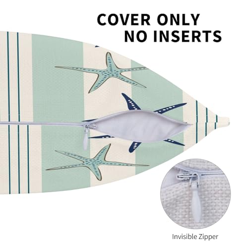 Coastal Navy Blue Throw Pillow Covers Coastal Starfish Square Pillow Cases 20x20 Inch Set of 2 Navy Turquoise Outdoor Decorative Pillowcase Cushion Cover for Couch Sofa - color: Green Blue, size: 20" x 20" (Pack of 2)