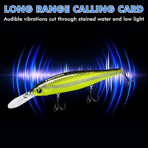 TRUSCEND Suspending Jerkbait, Rattle Minnow Lures with BKK Hooks, Freshwater Bass Trout Striper Walleye Pike Fishing Lures, Variety Pack for All Water Conditions, Premium Fishing Gear and Gifts - color: A3-4.3",0.6oz