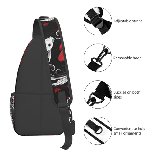 Two Koi Tai Chi Yin Yang Outdoor Crossbody Shoulder Bag For Unisex Young Adult Hiking Bicycling - color: Black1