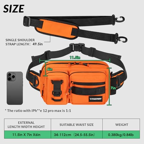 THKFISH Fishing Waist Pack - Waterproof Fanny Pack for Women & Men - Portable Sling Bag for Outdoor & Fly Fishing (ORANGE-LARGE) - color: ORANGE-LARGE