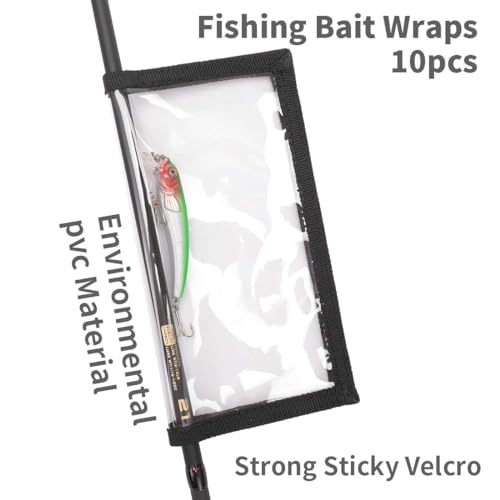 Fishing Lure Wraps 10 Packs Durable Clear PVC Lure Covers Keeps Fishing Safe Easily See Lures Fishing Hook Covers Bait Storage 5 Large 4.3" W x 7.9" L + 5 Medium 3.9" W x 7.1" L (10pcs 5L+5M)