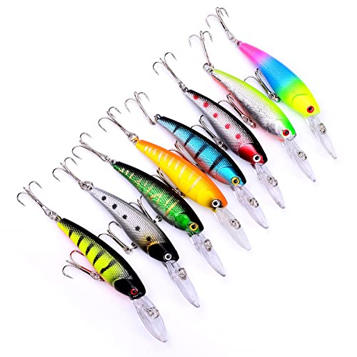 8pcs Fishing Lures Set - Minnow Swimbait Bass Trout Baits, Artificial Minnow Lures for Bass, Crank Bait for Trout, Salmon