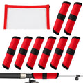 9PC Fishing Hook Covers Set,8 Red Lure Wraps for Fishing Rod and 1 Clear PVC Lures Protector,Fishing Lure Wraps,Bait Storage Protector Easily See Bait Glove to Keep Fishermen Safe