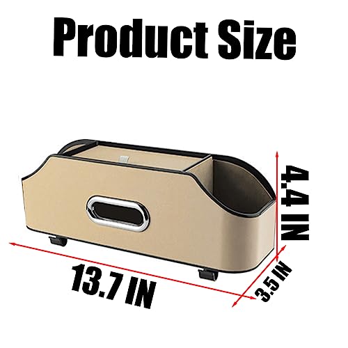 AUCELI Car Seat Back Organizer with Cup Holder and Tissue Box, Headrest Hanging Storage Box with Hooks and Phone Holder, Multi-Function Travel Tray for Kids, Road Trip Car Accessories - color: Beige