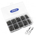 500 Pcs - Fishing Swivels Stainless Steel Barrel Swivels Fishing Tackle Kit with Assorted Sizes for Saltwater & Freshwater Rigs