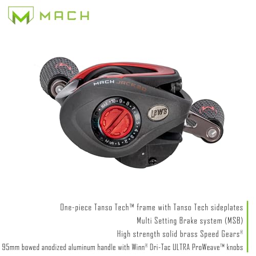 Lew’s MACH Jacked Baitcast Reel and Fishing Rod Combo, HM50 Graphite Rod, Tanso Tech Reel Frame and Sideplate, Carbon Fiber Drag System, 7.5:1 Gear Ratio - size: 7'3"