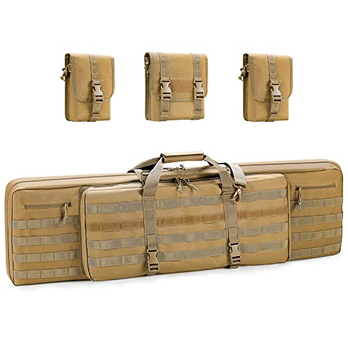 REEBOW GEAR Tactical Double Long Range Bag Outdoor Multifunctional Transportation Case Black/Tan 36/42/46 inches - color: Tan, size: 46 inches