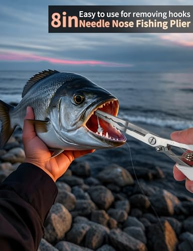 Fishing Gear,Hook Remover Fishing Pliers,Stainless Steel Fishing Tools,Multitool for Saltwater - color: white