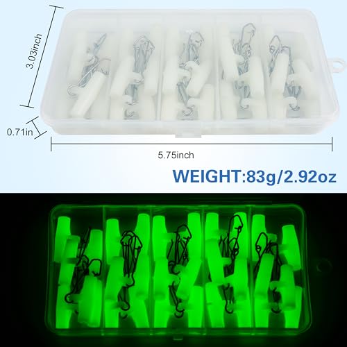 Fishing Line Sinker Slides- 30pcs Stainless Steel Braid Line Sinker Slider with Duo-Lock Snap High-Strength Line Weight Connectors for Saltwater Surf Fishing Rigs Catfishing - style: Luminous-30pcs
