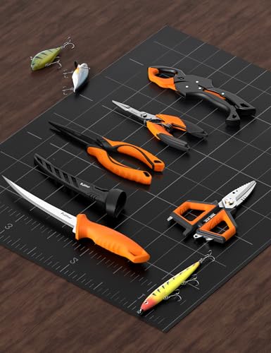 5PC Fishing Tool Kit - Fillet Knife, 2PC Fishing Pliers,Fishing Braid Scissors and Fish Lip Gripper, Fishing Gear for Fly Fishing, Ice Fishing - color: 5PC+Orange