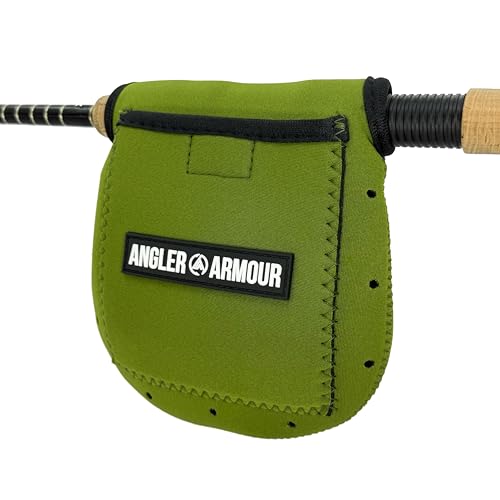 Angler Armour Spinning Reel Cover, Fishing Reel Cover, Neoprene Spinning Reel Case, Spinning Reel Sleeve, Spinning Reel Protective Pouch, Fits 1000, 2000, 3000, 3500 Series Reels (Green) - color: Olive Green